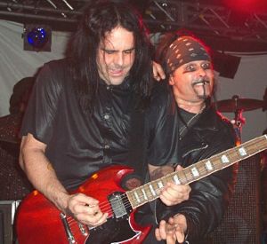 Ministry in action: On the left guitarist Mike Scaccia, and the goofy madman on the right is vocalist Al Jourgensen.