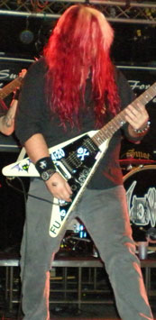 Eddy Metal with flaming pink hair